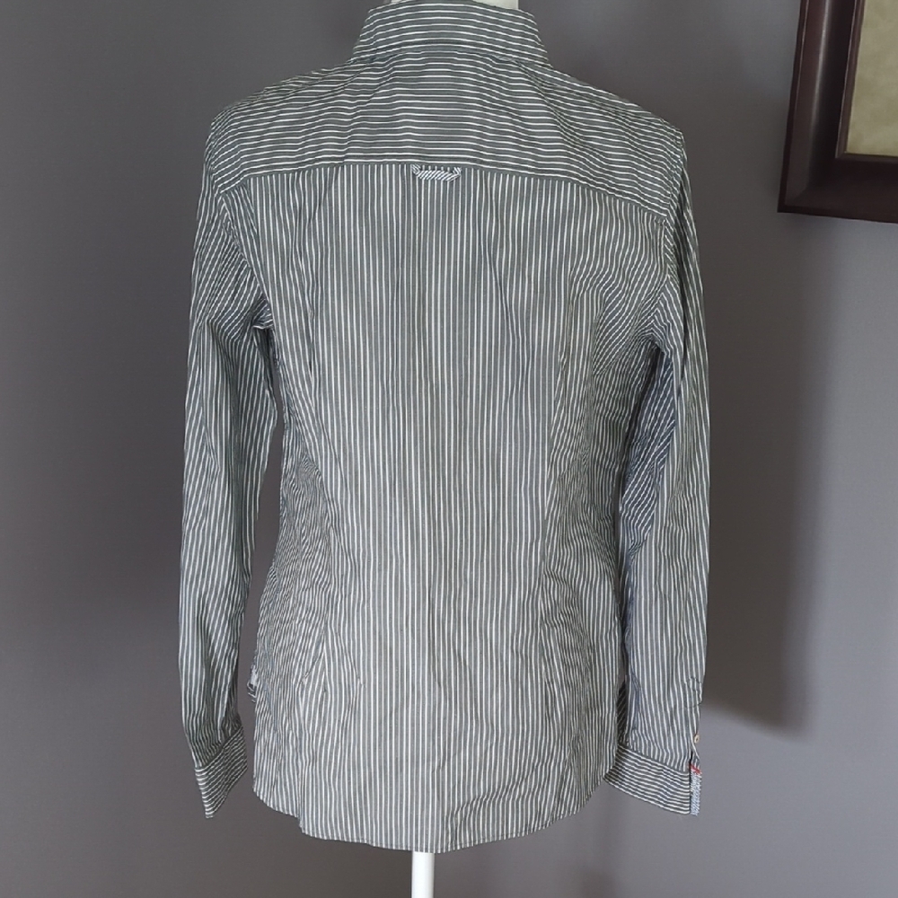 Tommy Hilfiger Grey and White Striped Button Down Shirt - Picture 5 of 11